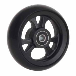 Front wheelchair wheel OMOBIC LOTUS FIBERCORE 4'', D100 x 34 mm, black plastic rim, black PU tyre
